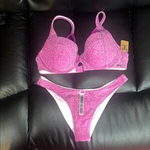 Victoria's Secret Glittery Pink Bikini Set